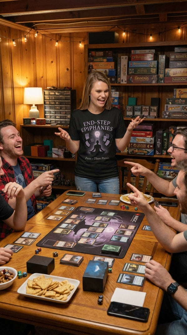 End Step Epiphanies Organic Cotton Tee - Multiplayer Pod (Social) in Cozy Game Den - The Tournament Grinder