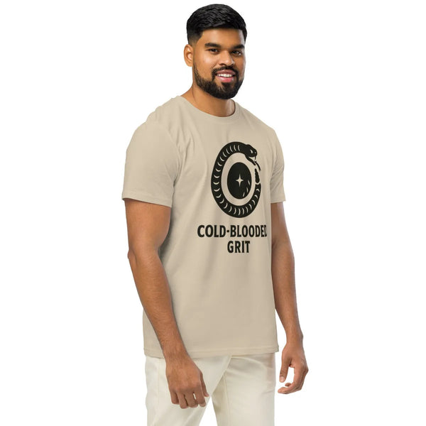 Cold-Blooded Grit Organic Cotton T-Shirt | Rattlesnake Western Graphic - Sustainable Organic Design | Primary Flat-lay Front View
