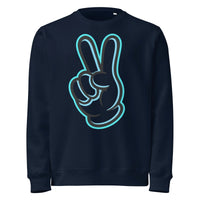 Organic Cotton Neon Peace Hand Sweatshirt – GOTS & Vegan Certified - Sustainable Organic Design | Detailed Alternative View