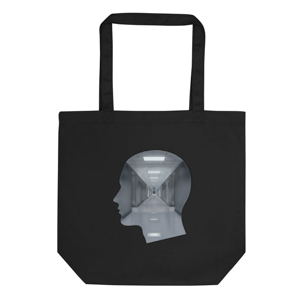 Conscious Corridor Organic Tote | Surreal Art & GOTS Certified - Sustainable Organic Design | Primary Flat-lay Front View