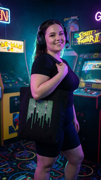 Matrix Code Drip Eco Tote - Neon Plus Streamer in Neon Arcade Alley - Eco-Aesthetic Lifestyle