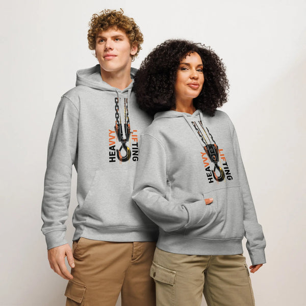 Heavy Lifting Organic Hoodie | Sustainable Industrial Streetwear - Sustainable Organic Design | Detailed Alternative View