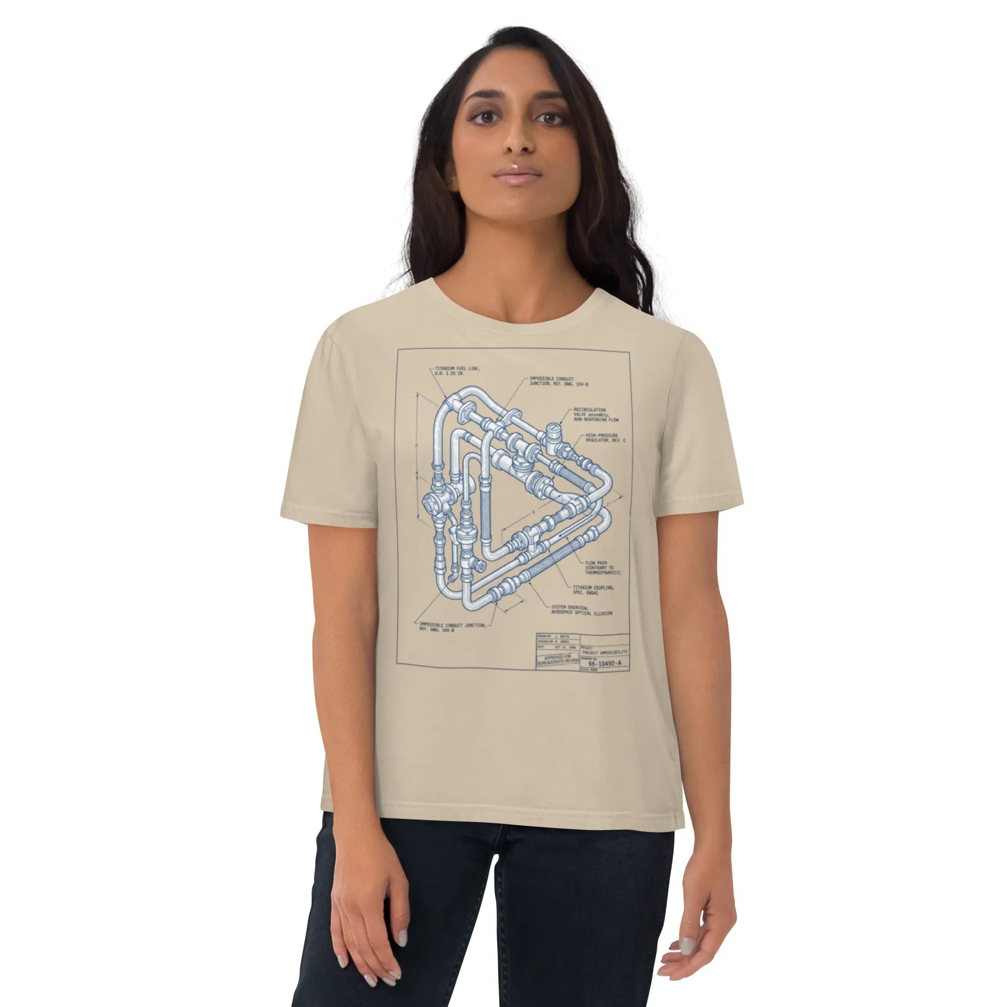 Aerospace Blueprint Organic Cotton Tee | Design Delight Studio - Sustainable Organic Design | Primary Mockup Front View