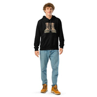 Rugged Work Boots Organic Hoodie | Blue-Collar Pride - Sustainable Organic Design | Primary Mockup Front View