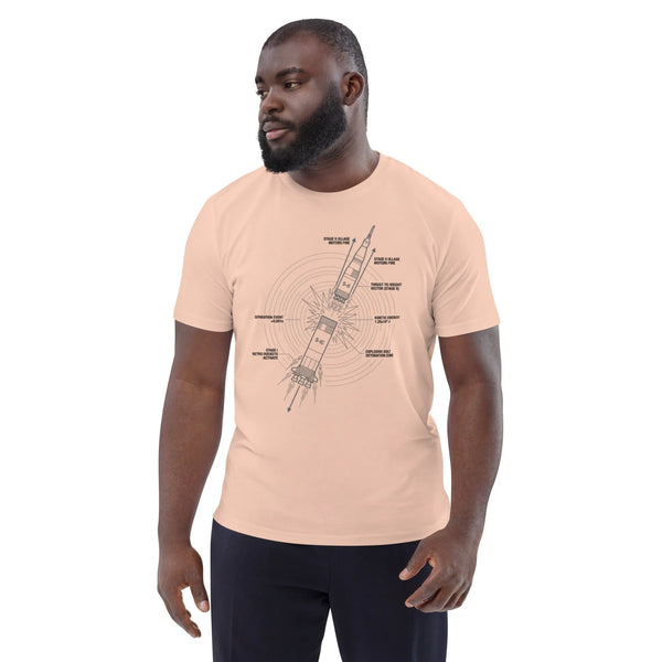 Saturn V Rocket Blueprint Tee | Sustainably Crafted for Innovators - Sustainable Organic Design | Detailed Alternative View