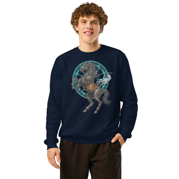 Steampunk Stallion Organic Sweatshirt | Certified Sustainable - Sustainable Organic Design | Detailed Alternative View