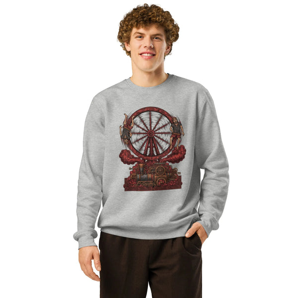 Steampunk Wheel of Fortune Organic Cotton Sweatshirt - Sustainable Organic Design | Detailed Alternative View
