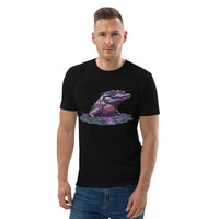 Neon Gator Organic Cotton T-Shirt | Sustainable Retro-Futuristic Design - Sustainable Organic Design | Primary Mockup Front View