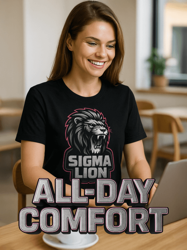 Organic Ring-Spun Meme Tee Sigma Lion Sustainable Meme Shirt - Design Delight Studio
