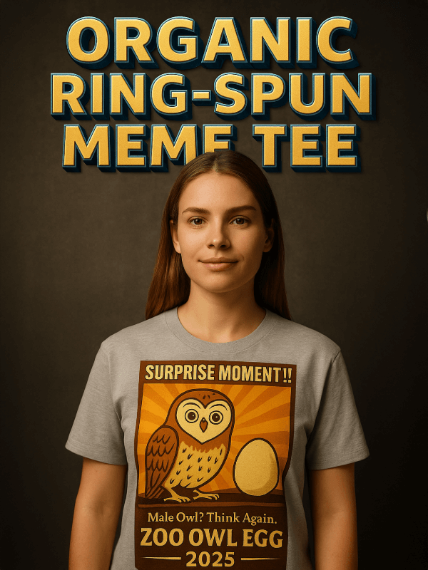 Organic Ring-Spun Meme Tee Owl Egg Surprise 2025 - Design Delight Studio