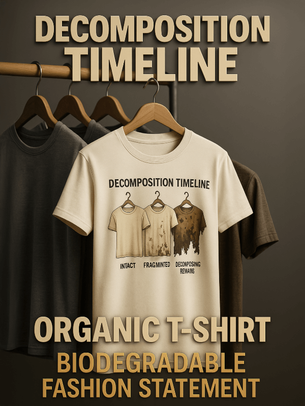 Decomposition Timeline Organic T-Shirt - Biodegradable Fashion Statement - GOTS Certified Eco-Friendly - Design Delight Studio