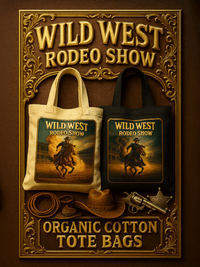 Wild West Rodeo Show Organic Cotton Tote Bag - Bronc Rider Action Eco-Friendly Shopper - Design Delight Studio