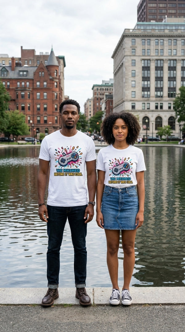 Unisex Organic Cotton T-Shirt | 'We Mashed Before It Was Cool' - Couple / Duo in Boston Frog Pond - Cinematic Showcase