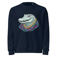 Neon Gator Organic Sweatshirt | Y2K Cyber Streetwear (GOTS Certified) - Sustainable Organic Design | Detailed Alternative View