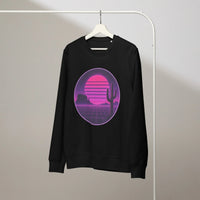 Organic Vaporwave Sunset Sweatshirt | Retro Gamer Edition - Sustainable Organic Design | Detailed Alternative View