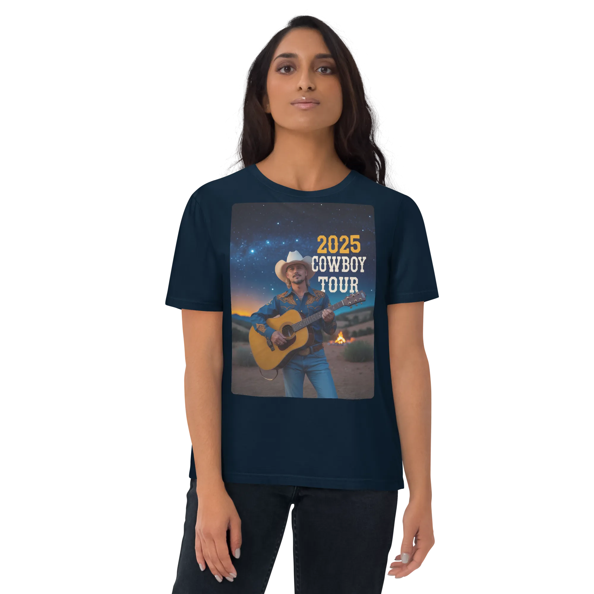 2025 Cowboy Tour Organic Cotton T-Shirt – Classic Western Country Music Tee - Sustainable Organic Design | Detailed Alternative View