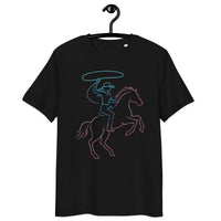 Neon Cowgirl Organic Tee – Cowboy Renaissance Edition - Sustainable Organic Design | Detailed Alternative View