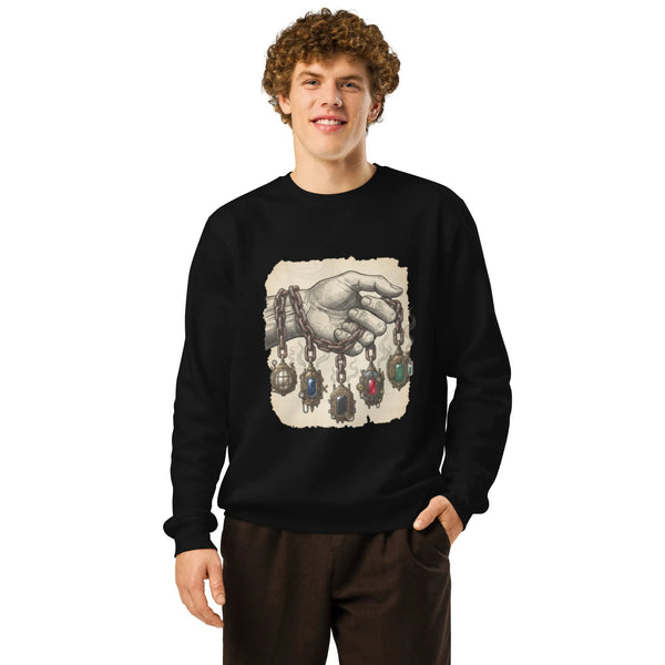 Steampunk Alchemist Chain | Organic Cotton Sweatshirt - Sustainable Organic Design | Primary Mockup Front View