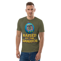 Organic Cotton T‑shirt – Raised By The Tamagotchi Cotton Tee - Sustainable Organic Design | Primary Mockup Front View