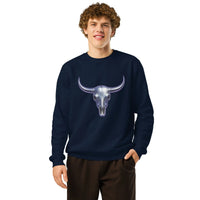 Organic Longhorn Skull Crewneck | Cowboy Renaissance Collection - Sustainable Organic Design | Primary Mockup Front View