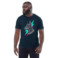 Cyberpunk Doberman Graphic Organic Cotton T-Shirt - Sustainable Organic Design | Detailed Alternative View