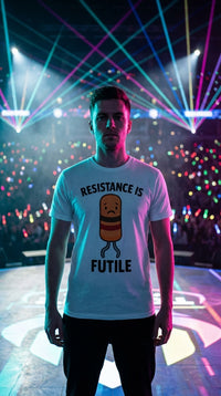 Organic Cotton T‑shirt – Unisex Resistance Is Futile Tee - Esports Pro in Esports Arena - Eco-Aesthetic Lifestyle