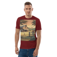 Rustic Ranch Life Organic Cotton T-Shirt | Cowboy & Horses Tee - Design Delight Studio