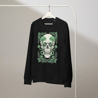 Verdant Skull Organic Sweatshirt – Sustainable Gamer Streetwear - Sustainable Organic Design | Detailed Alternative View