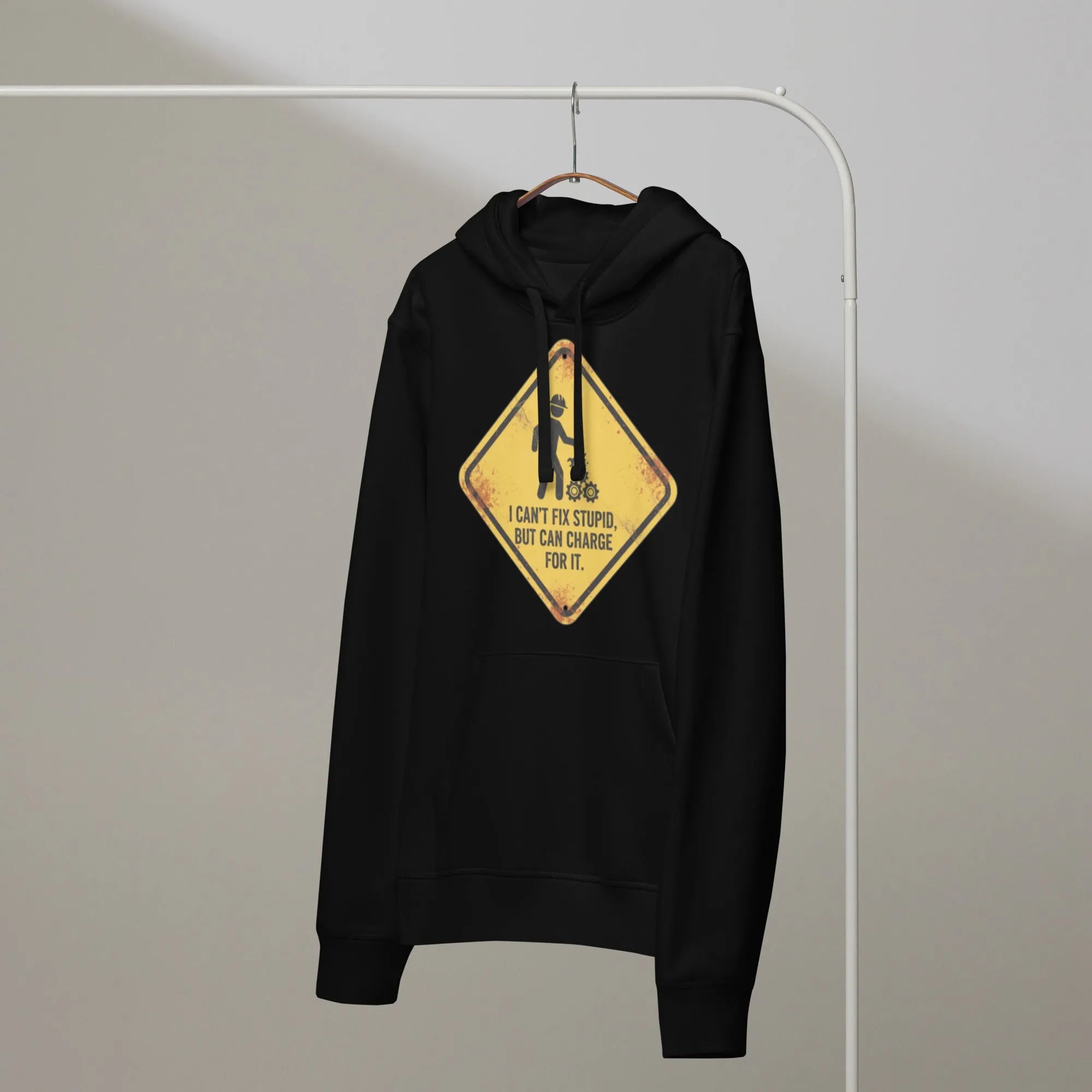 "I Can't Fix Stupid" Mechanic Hoodie | Verified Organic Cotton Workwear - Sustainable Organic Design | Detailed Alternative View