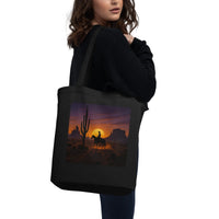 Desert Rider Organic Cotton Tote Bag | Sustainable Western Art - Sustainable Organic Design | Detailed Alternative View