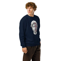 Cyberpunk Marble Bust Organic Sweatshirt | Sustainable Vaporwave Streetwear - Sustainable Organic Design | Detailed Alternative View