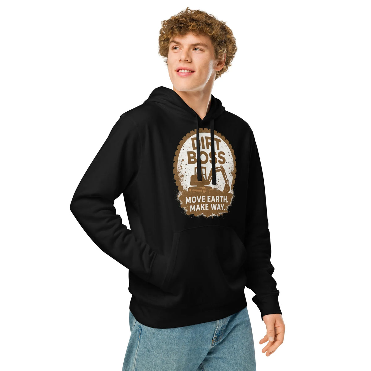 Dirt Boss Organic Hoodie – Blue-Collar Pride - Sustainable Organic Design | Detailed Alternative View
