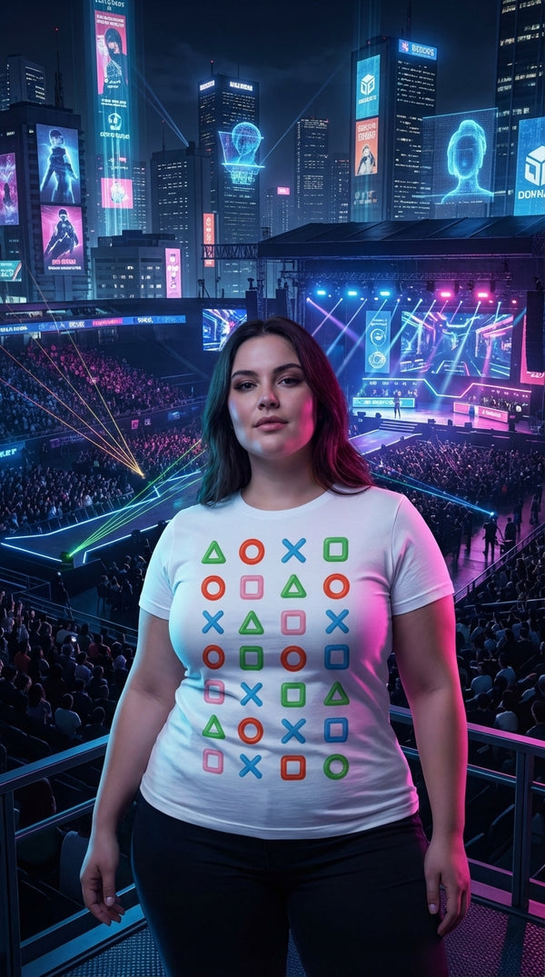 Organic Cotton Gamer Icon Tee - Cyberpunk Plus in Esports Arena - Kitchen Table Legend