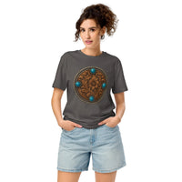 Tooled Leather Medallion Organic T-Shirt | Cowboy Renaissance - Sustainable Organic Design | Primary Flat-lay Front View