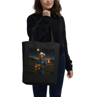 Moonlit Melody Organic Tote Bag | Sustainable Western Guitar Design - Sustainable Organic Design | Primary Flat-lay Front View