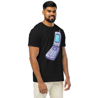 Y2K Flip Phone Organic Cotton T-Shirt | Retro Purple - Sustainable Organic Design | Primary Mockup Front View