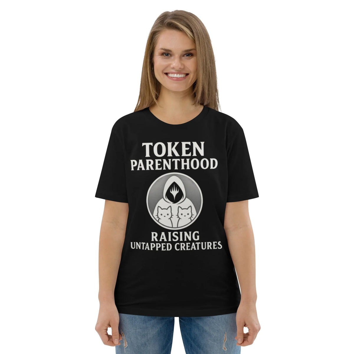 Token Parenthood Organic T-Shirt | Verified Sustainable Gamer Streetwear - Sustainable Organic Design | Primary Mockup Front View