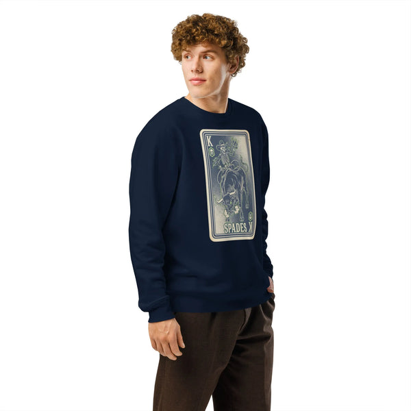 King of Spades Skeleton Cowboy Organic Sweatshirt - Sustainable Organic Design | Detailed Alternative View