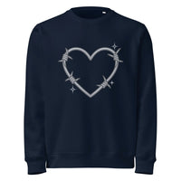 Organic Barbed Wire Heart Sweatshirt | Cowboy Renaissance - Sustainable Organic Design | Detailed Alternative View