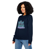 Neon Spirit Horses Organic Sweatshirt | Cosmic Western - Sustainable Organic Design | Detailed Alternative View