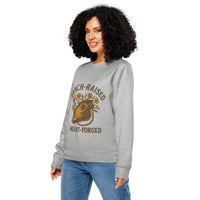 Ranch-Raised Heart-Forged Organic Sweatshirt | Western Floral Skull - Sustainable Organic Design | Primary Mockup Front View