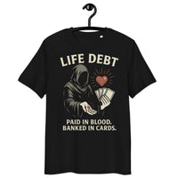 Life Debt Blood Pact Tee | Verified Organic Gamer Streetwear - Sustainable Organic Design | Detailed Alternative View