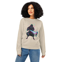 Cyberpunk Samurai Organic Cotton Sweatshirt | Gamer Level-Up - Sustainable Organic Design | Primary Mockup Front View