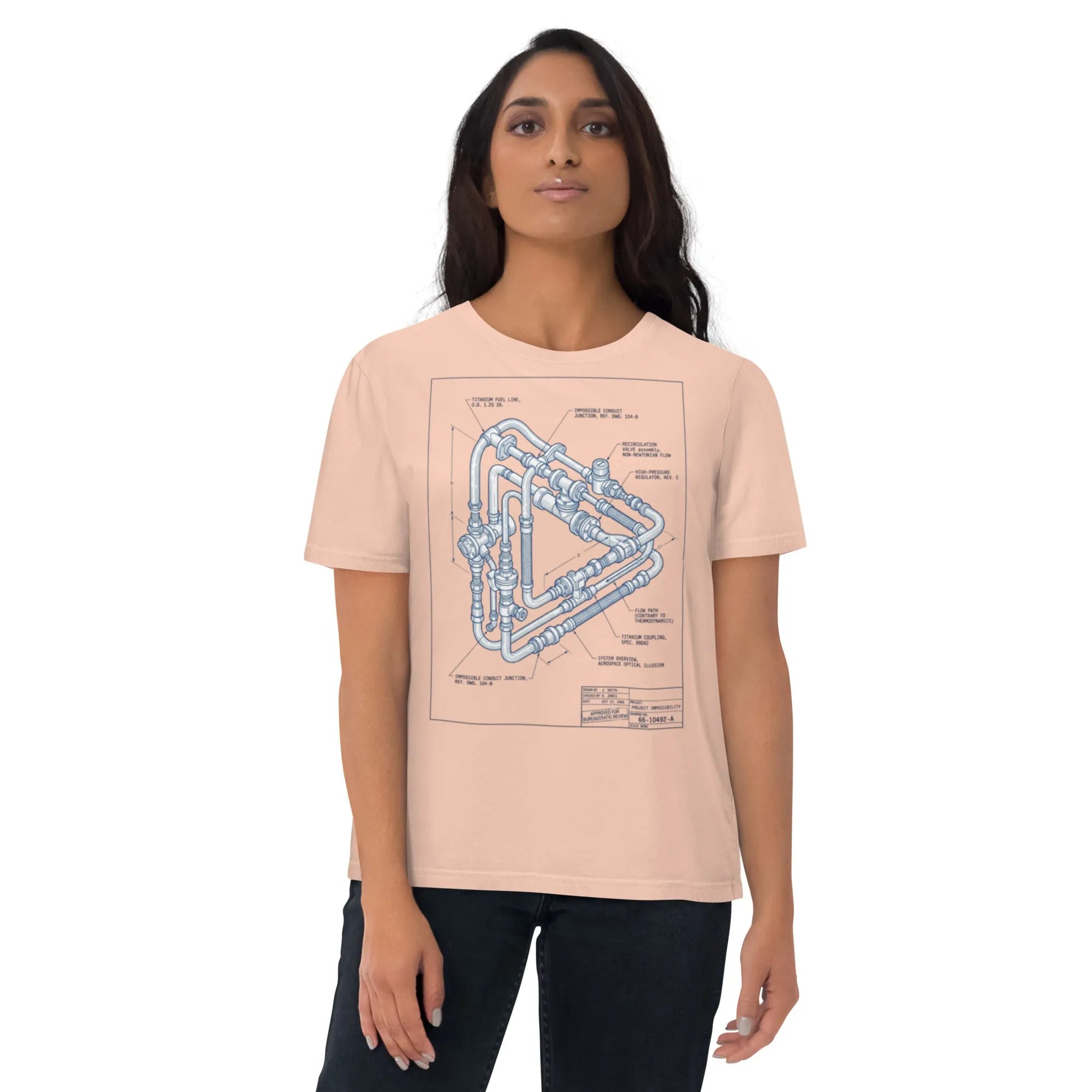 Aerospace Blueprint Organic Cotton Tee | Design Delight Studio - Sustainable Organic Design | Detailed Alternative View