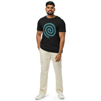 Teal Telephone Spiral Organic Cotton T-Shirt | Retro & Y2K Collection - Sustainable Organic Design | Detailed Alternative View