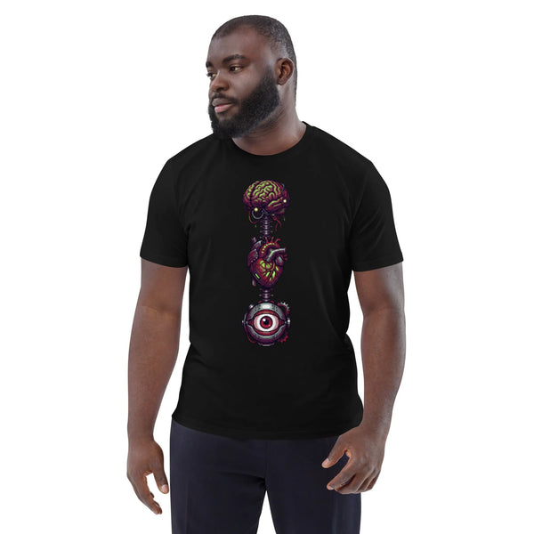 Biomechanical Core Pixel Tee | Premium Organic Cotton - Sustainable Organic Design | Primary Mockup Front View