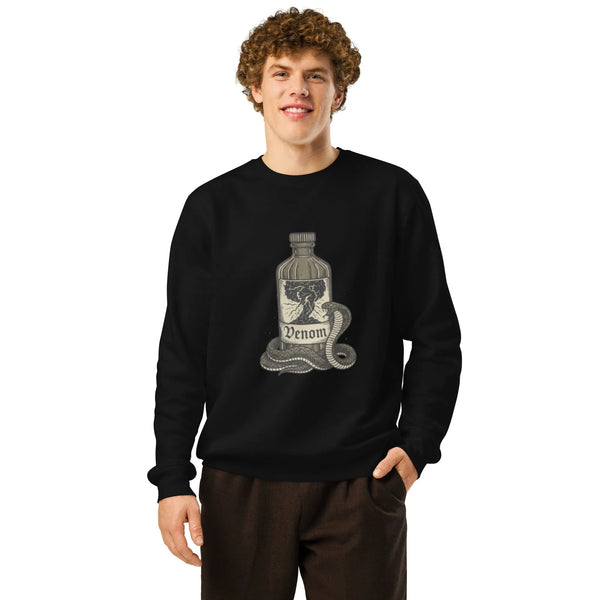 Venom Bottle Organic Sweatshirt | Western Gothic & Cowboy Renaissance - Sustainable Organic Design | Primary Mockup Front View