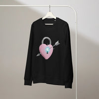 Y2K Locked Heart Organic Sweatshirt | Sustainable Retro Crewneck - Sustainable Organic Design | Detailed Alternative View