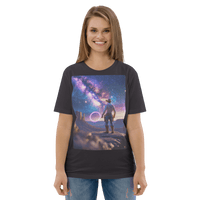 Cosmic Cowboy Organic Cotton T-Shirt - Space Western Graphic Tee - Design Delight Studio