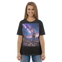 Cosmic Cowboy Organic Cotton T-Shirt - Space Western Graphic Tee - Design Delight Studio